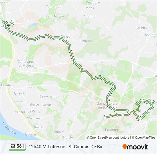 Plan de la ligne 581 de bus