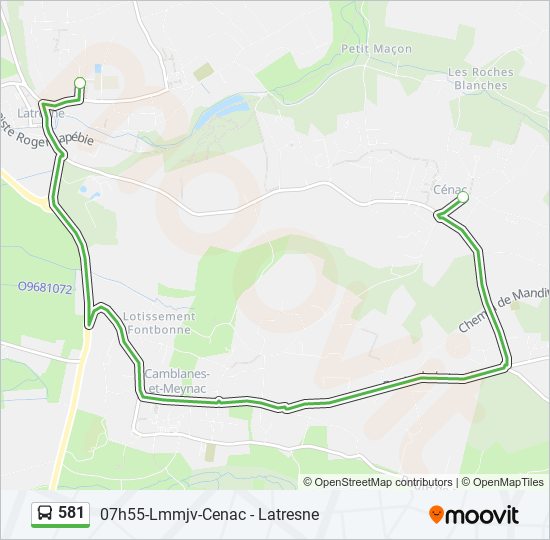 Plan de la ligne 581 de bus