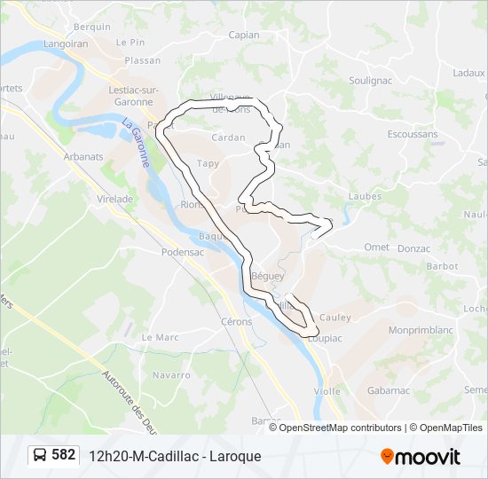 Plan de la ligne 582 de bus