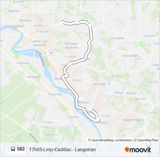 Plan de la ligne 582 de bus