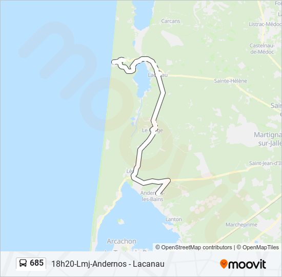 Mapa de 685 de autobús