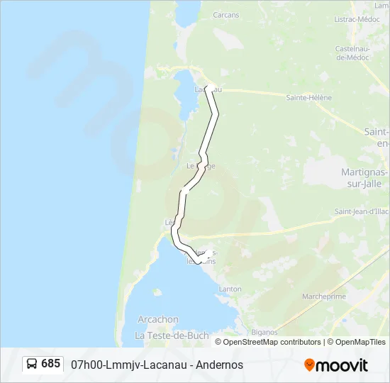 685 Bus Line Map
