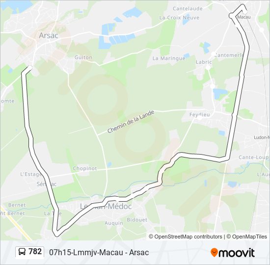 Plan de la ligne 782 de bus