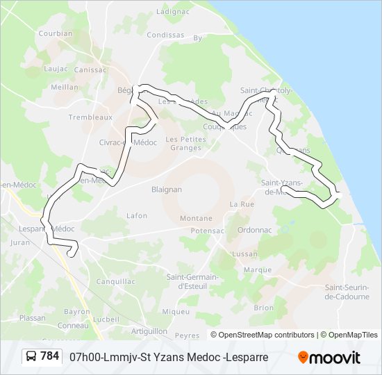 Mapa de 784 de autobús