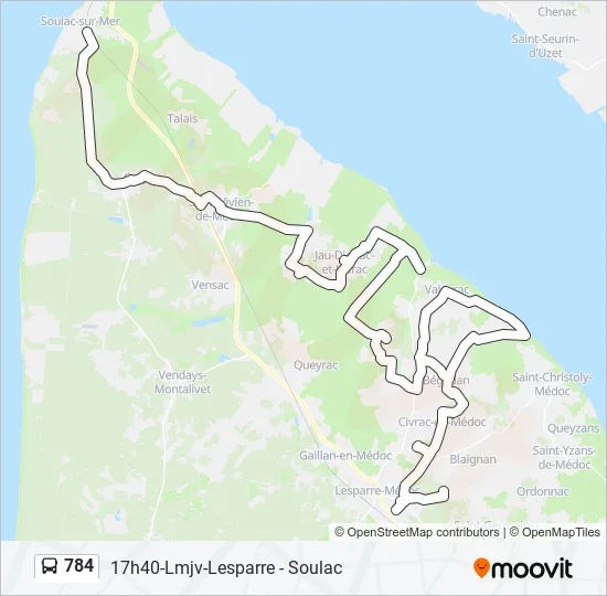 784 Bus Line Map