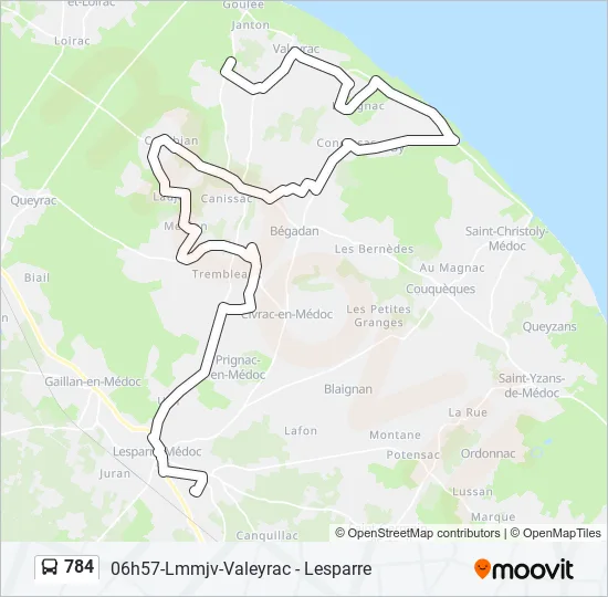 784 Bus Line Map