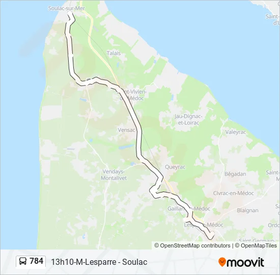 784 Bus Line Map