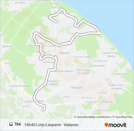 784 Bus Line Map