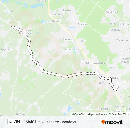 784 Bus Line Map