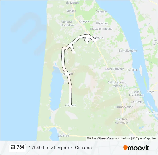 784 Bus Line Map