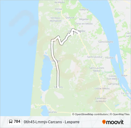 784 Bus Line Map