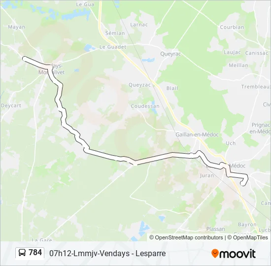 784 Bus Line Map