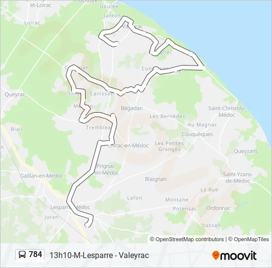 784 Bus Line Map