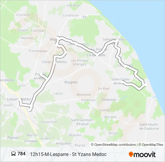 784 Bus Line Map