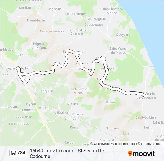 784 Bus Line Map