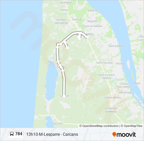 Plan de la ligne 784 de bus