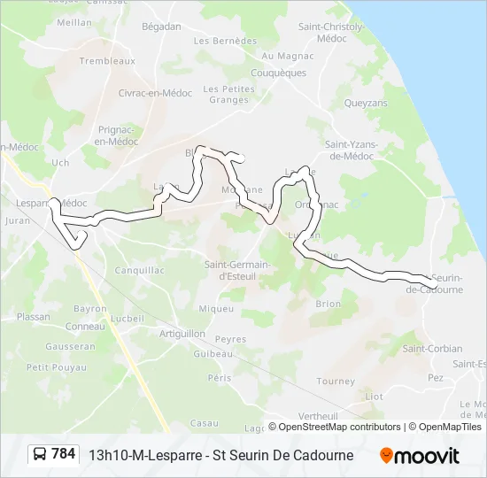 784 Bus Line Map