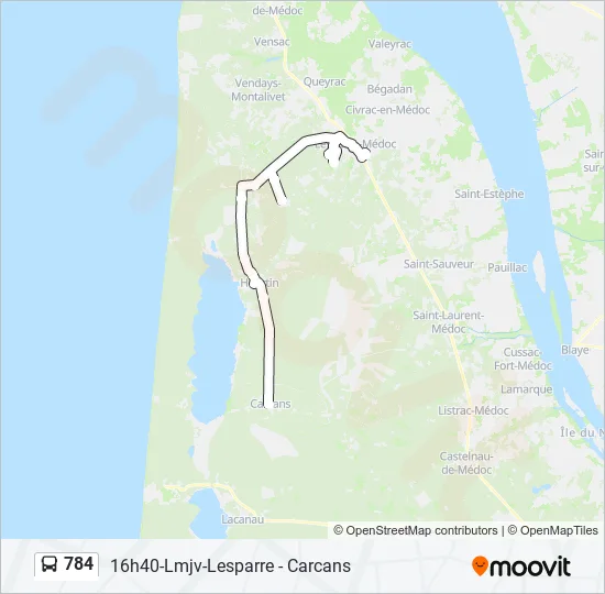 784 Bus Line Map