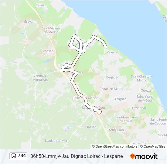 784 bus Line Map