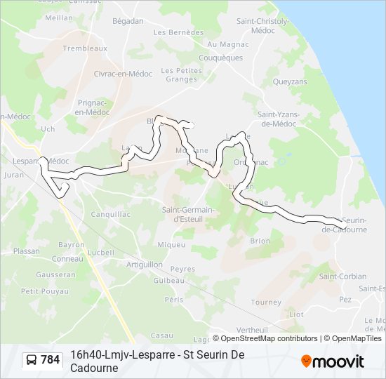 Plan de la ligne 784 de bus