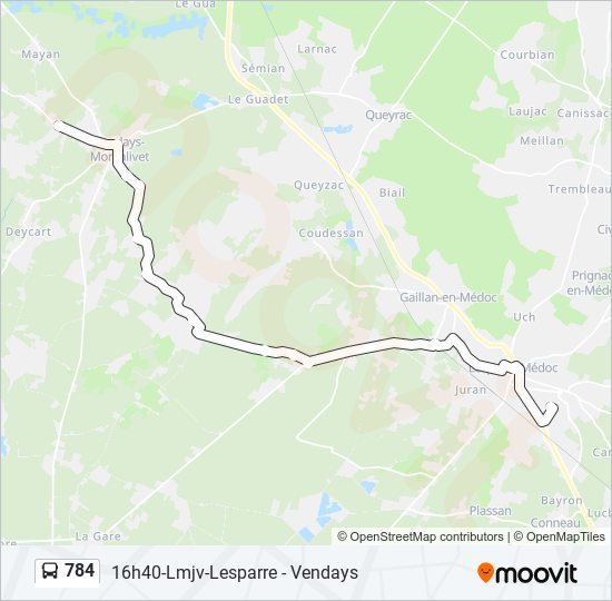 Plan de la ligne 784 de bus