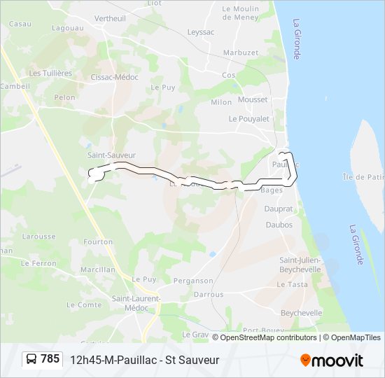 Plan de la ligne 785 de bus