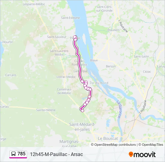 785 Bus Line Map