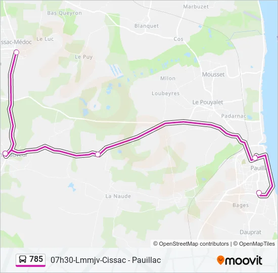 785 Bus Line Map