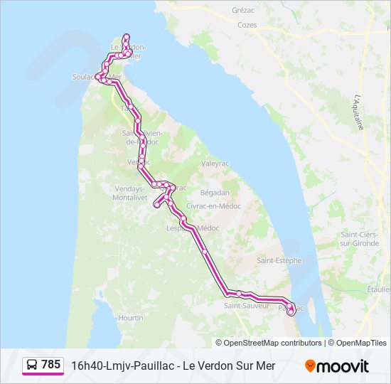 Plan de la ligne 785 de bus