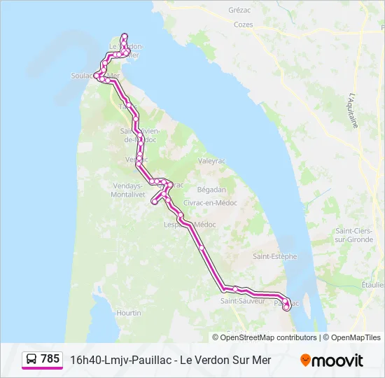 785 Bus Line Map