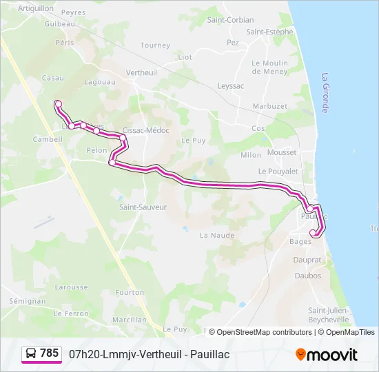 785 Bus Line Map