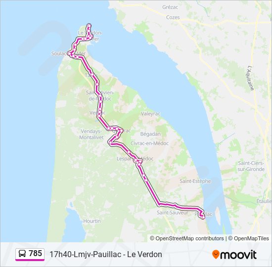 785 bus Line Map