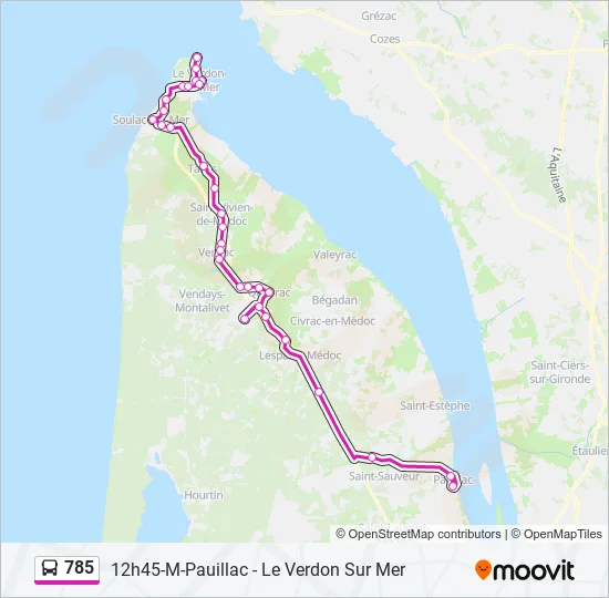 785 Bus Line Map