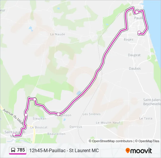 785 Bus Line Map