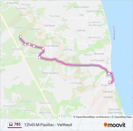 Plan de la ligne 785 de bus