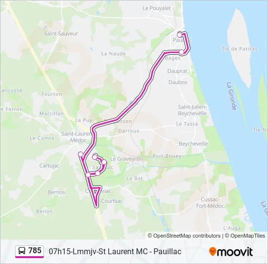 785 Bus Line Map