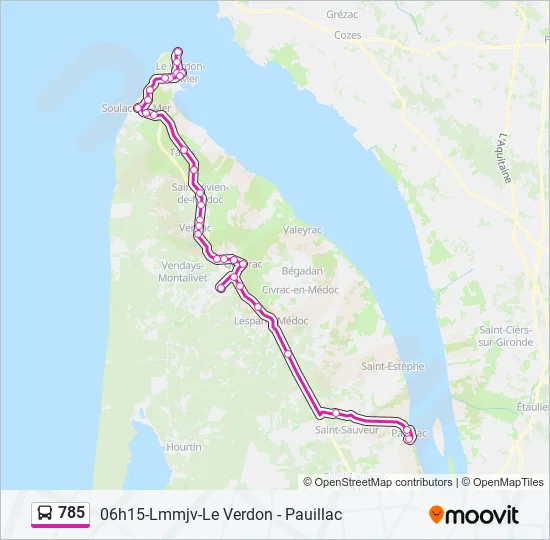 785 Bus Line Map