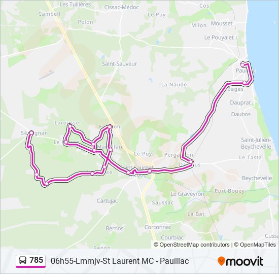 Plan de la ligne 785 de bus