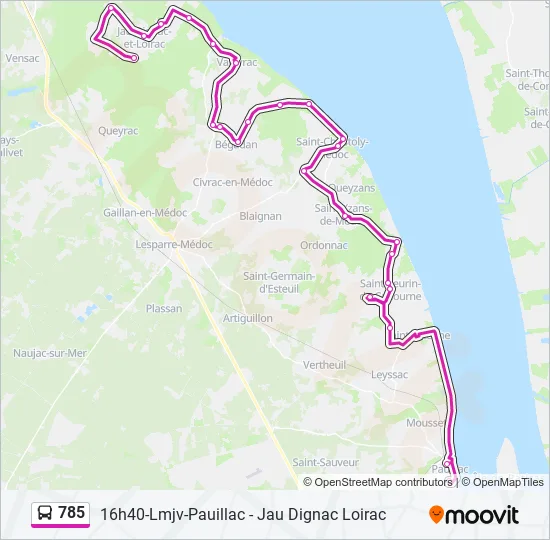 785 Bus Line Map