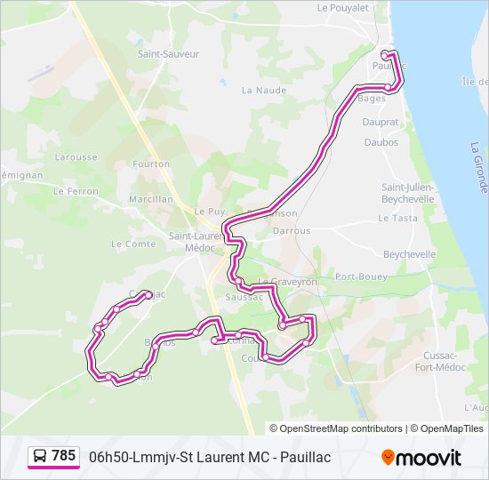 Plan de la ligne 785 de bus