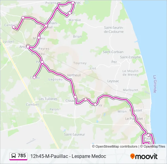 785 Bus Line Map
