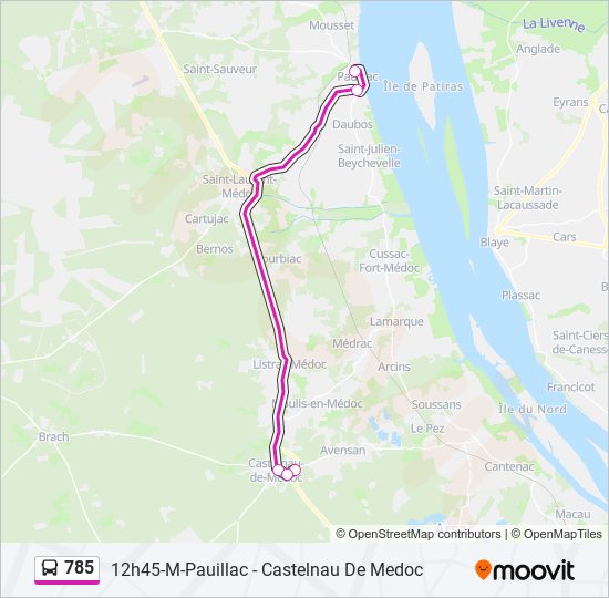 Plan de la ligne 785 de bus