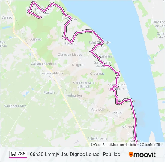 785 Bus Line Map
