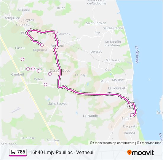 785 bus Line Map