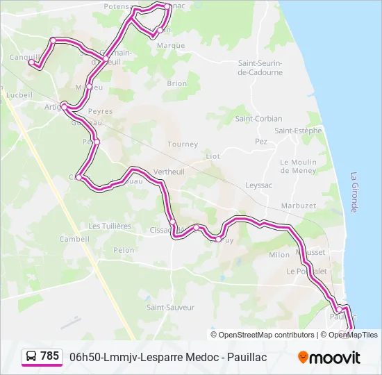 785 Bus Line Map