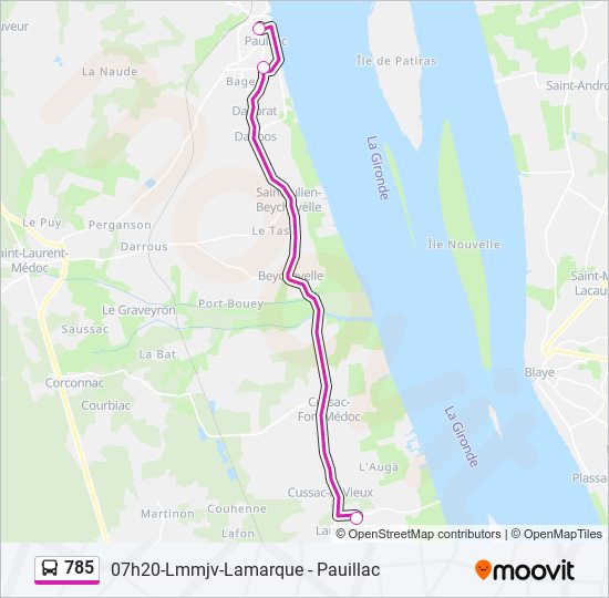 Plan de la ligne 785 de bus