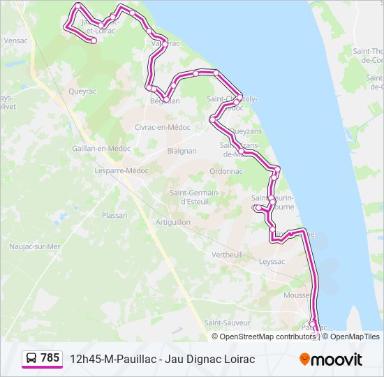 Plan de la ligne 785 de bus