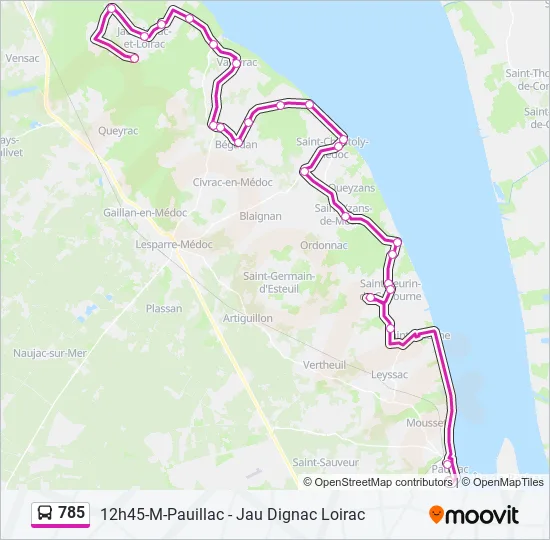 785 Bus Line Map