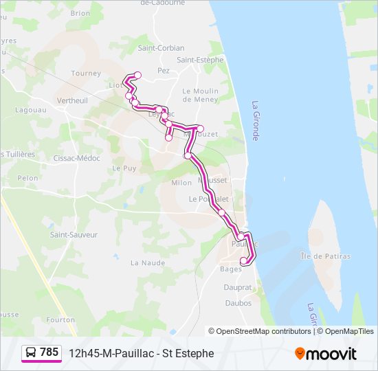 785 bus Line Map