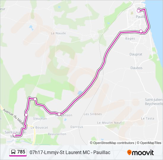 Plan de la ligne 785 de bus